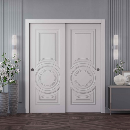Sartodoors Sliding Closet Bypass Doors 84x80 inches White Solid Core Modern Interior ROYAL9855DBD-EMAL-84