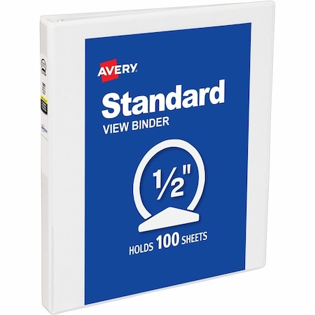 Avery Round Ring View Binder, 1/2", White 05706