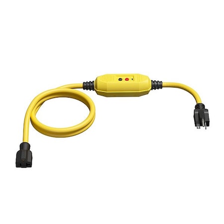 Zoro Select GFCI, Yellow, 6 ft, 1 Outlet, 12 AWG 875LE7