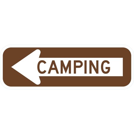 Lyle Camping with Left Arrow, 18x6, Engineer Grade, White G-11407-EG_18x6
