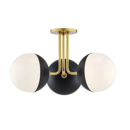 Mitzi Renee 3 Light Semi Flush 21.75 In. Aged Brass/Black H344603-AGB/BK