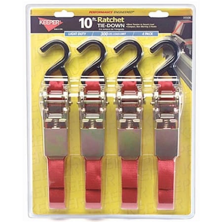 Hampton Products Keeper 4 Count Red Ratchet Tie Down, 4PK 05508-V