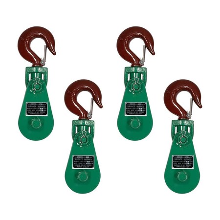 Mytee Products Snatch Block w/Hook WLL 4 Ton 4 1/4in Sheave 1/2in Wire Rope Recovery, 4PK SB45-4x4