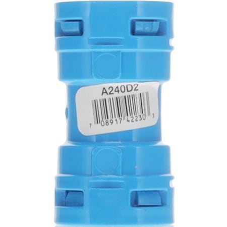 Carlon ENT Coupling, 1/2 in, 1.27 in Dia, 2.3 in L, Polycarbonate, Blue A240D2-10R