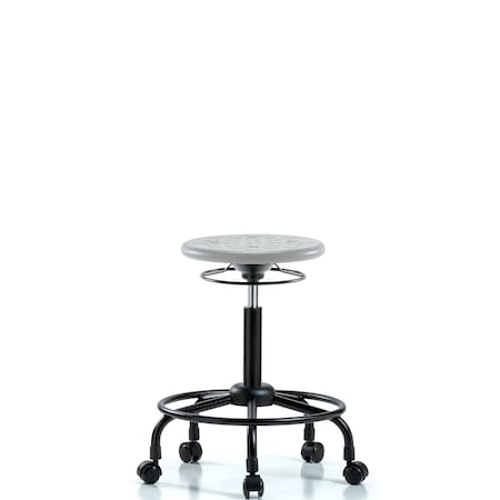 Blue Ridge Ergonomics Polyurethane Stool with Round Tube Base-Medium Bench Height with Casters in Gray Polyurethane IPMBSO-RT-RC-GRY