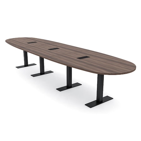 Skutchi Designs 16 Person Conference Table With Power Unit | 16' Boval Table | Harmony Series HAR-BOVL-48X192-T.BK-H3041-EBLK