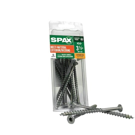 Spax #14 x 3-1/2 in Exterior Wood Deck Screws Construction Flat Head T-Star Plus, 10PK 4191670600902