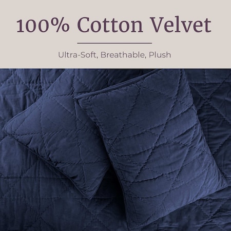 Lavish Home 2PC Velvet Twin Quilt Set & Matching Pillow Sham Medium Weight Ultra Soft Luxury Cotton Velvet 66-004-VN-T