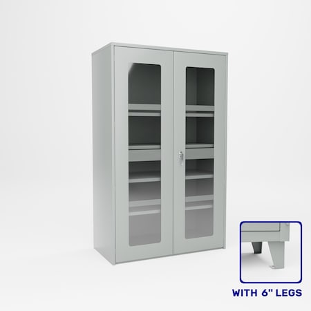 Pucel Heavy Duty Storage Cabinet, Plexiglass Door, 48 in W x 84 in H x 24 in D, Gray HDSC-4878-24-4L-PLEX