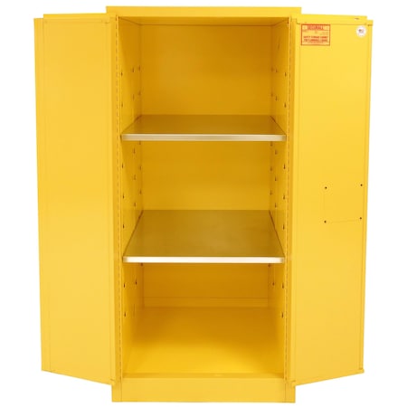 Securall Flammable Storage Cabinet, 60 Gallon, 2 Shelves, 31 in W x 65 in H x 31 in D, Yellow A160