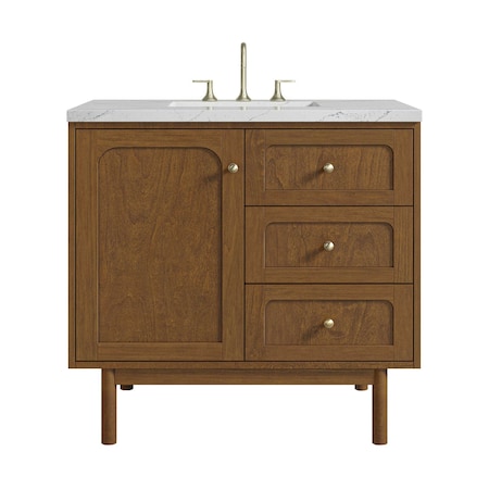 James Martin Vanities Laurent 36" Single Vanity, Honey Oak w/ 3 CM Ethereal Noctis Silestone Top 545-V36-HNO-3ENC