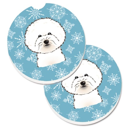Carolines Treasures Snowflake Bichon Frise Set of 2 Cup Holder Car Coaster BB1651CARC