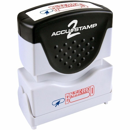 Accu-Stamp2 Pre-Inked Shutter Stamp, Red/Blue, ENTERED, 1.63 x 0.5 035544