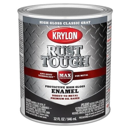 Krylon Rust Tough Oil-Based Gloss Rust Control Enamel, Gray, 1 Qt. K09716008