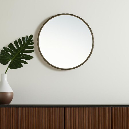 Homeroots 30" Gold Metal Scalloped Accent Mirror 607277