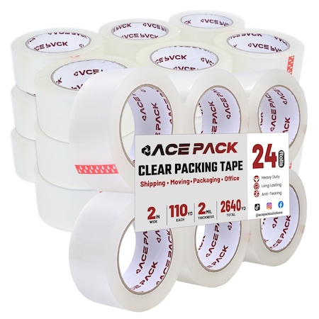Wrightmaster 2 in. x 110 yds. 2.0mil Thick Clear Shipping Packaging Tape, 24PK ZR-220-110C-24