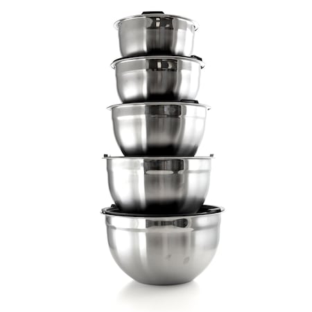 Megachef 5 Piece Multipurpose Stackable Mixing Bowl Set with Lids MG-10L