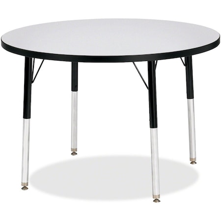 Jonti-Craft Berries Round Activity Table, 36 in. Diameter, A-height, Freckled Gray/Black/Black 6488JCA180