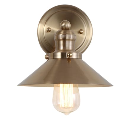 Jonathan Y July 7.88" 1-Light Industrial Farmhouse Metal Vanity Light, Brass Gold JYL7429A
