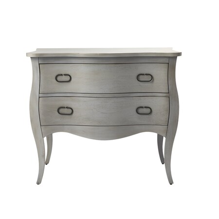 Homeroots 34" Gray Solid Wood Two Drawer Chest 389783