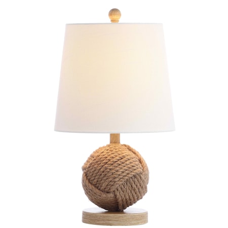 Jonathan Y Monkey Fist 18" Rope Ball LED Table Lamp, Natural JYL6500A
