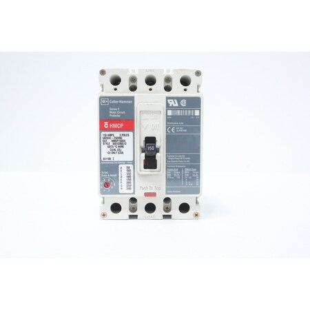 Eaton Cutler-Hammer MOLDED CASE CIRCUIT BREAKER 250V-DC 150A AMP 3P 600V-AC HMCP150U4