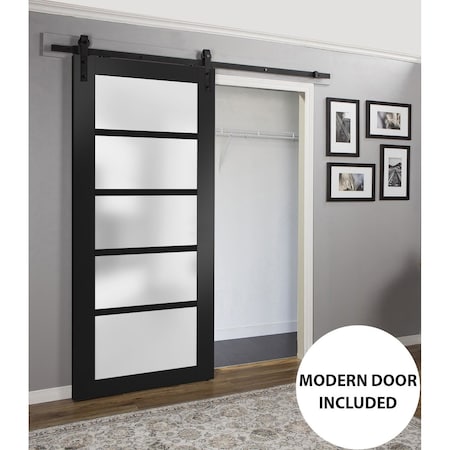 Sartodoors Barn Interior Door, 28" x 96", Black QUADRO4002BD-B-BLK-2896