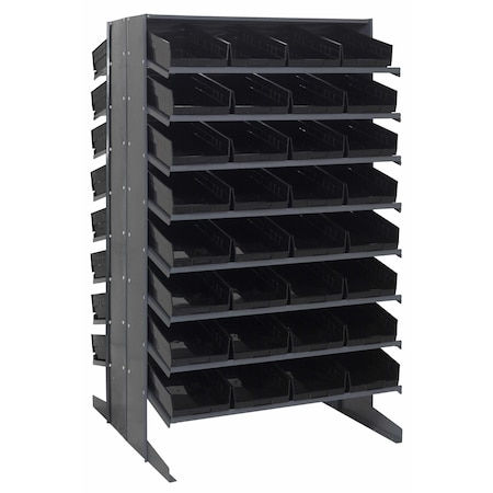 Quantum Storage Systems DOUBLE SIDED PICK RACK W/64 BLACK BINS QPRD-108BK