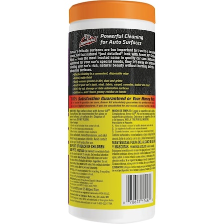 Armor All Unscented 7'' x 8'' Multi-Purpose Cleaning Wipes, 30-Count 17497C