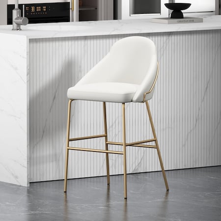 Manhattan Comfort Gracie Barstool in White and Gold BS022-GWH