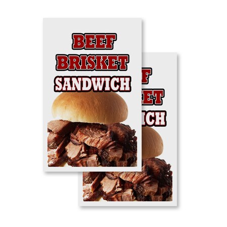 Signmission Beef Brisket Sandwich, Vinyl Decals Only 24 Inch x 36 Inch, Vinyl Decal, 2PK DSB-2436-2PACK-Beef Brisket Sandwich