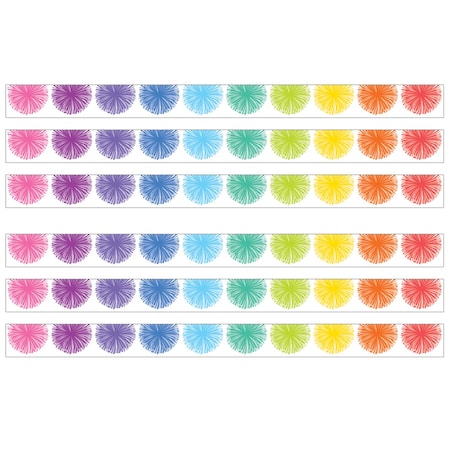 Teacher Created Resources Colorful Poms Scalloped Die-Cut Border Trim, 35 Feet Per Pack, 6PK TCR6919