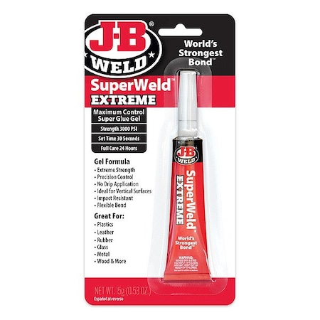 J-B Weld InstantAdhesive, Clear, 0.53floz, Tube 33400