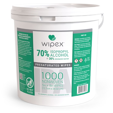 Wipex 70% Isopropyl Alcohol Wipes 1000ct Value Bucket, Lint-Free SMS Cloth Material WX71960IPA70