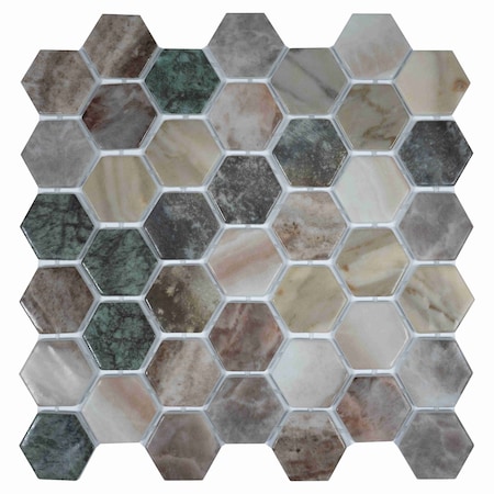 Apollo Tile Lucenza 12x12 in. Green Beige Matte Recycled Glass Hexagon Mosaic Tile (5.28 sq ft/case) 6PK APLGIO88SWRHEXA