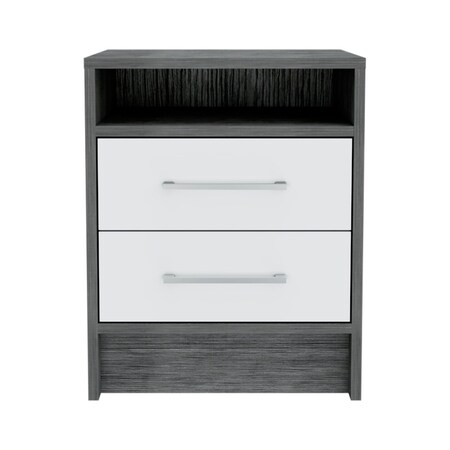 Homeroots 20" Gray Wood Two Drawer Nightstand 543666