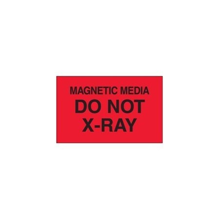 Bubblefast 3 x 5'' - ''Magnetic Media Do Not X-Ray'' Fluorescent Red Labels BFDL2461