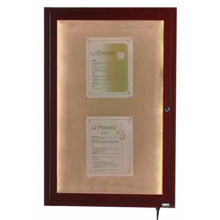 Aarco Indoor/Outdoor LED Lighted Display Case w/ Walnut Wood-Look Finish, 36''Hx24''W LWL3624W