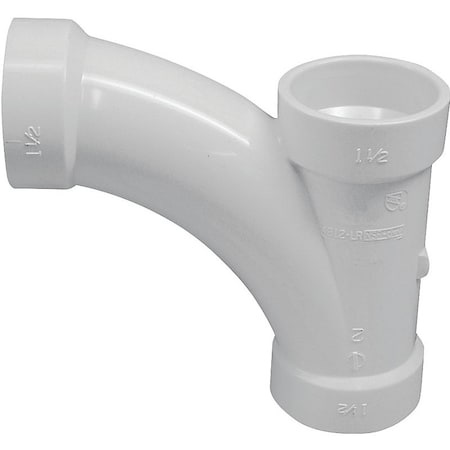 Canplas DWV Combination Tee Pipe Wye, 1-1/2 in, Hub, PVC, White, SCH 40 Schedule 194301