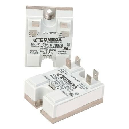 Omega Dual Solid State Relay, 1-Phase, 24 Vac to 280 Vac Line Voltage, 40 A, 4 Vdc to 15 Vdc SSR O/P, DC SSRLDUAL240DC40
