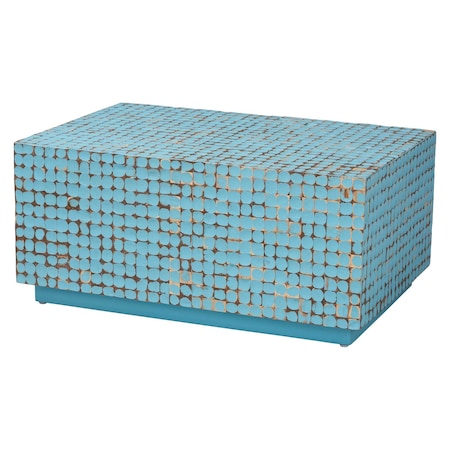 Bali & Pari Nitza Bohemian Blue Coconut Shell and Acacia Wood Coffee Table 247-13739-ZORO