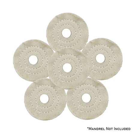 Renegade Products Usa Mini Buffing Wheels, 1/2" Arbor Hole, UBM Mini Buff Pack, 20-Ply, 1/4" Thick, 2 Inch, 6PK FCV2X20P60UBM-1/2AH-6PK