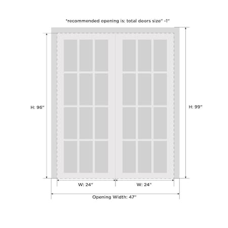 Sartodoors Closet Bypass Interior Door, 48" x 96", White QUADRO4055DBD-WS-4896