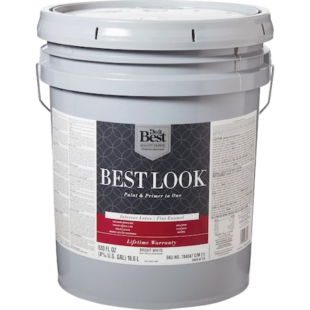 Do It Best Best Look Latex Premium Paint & Primer In One Flat Enamel Interior Wall Paint Bright Wht 5 Gal. HW36W0726-20