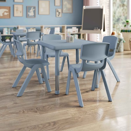 Flash Furniture 5 PC Plastic Activity Table and 4 Chairs Set, 10.5 in Seat Height-Dusty Blue YU-YCX-0023-2-SQR-TBL-DSTYBL-E-GG