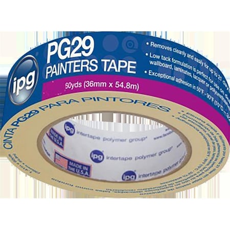 Intertape PG29 1.5 in. x 60 Yards Premium Grade Low Tack Masking Tape Bulk, Beige 87143001828