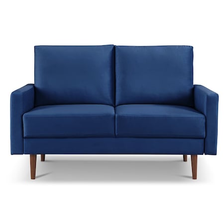 Homeroots 57" Blue And Dark Brown Velvet Loveseat 543718