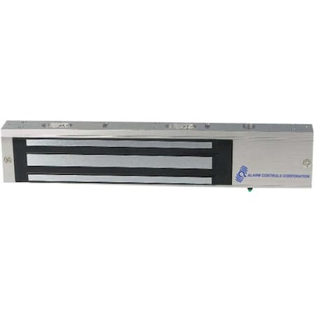 Alarm Controls Single Door 600 Pound Magnetic Lock; 12VDC / 24VDC with LED Light Clear Anodized Aluminum 600L