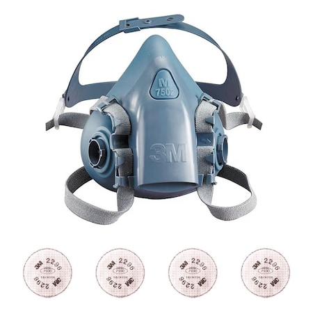 3M Half Mask Respirator Kit: Includes 4 Filters, 7500 Series, Nuisance Organic Vapor, P100, Size L 3PB41-5WYZ6