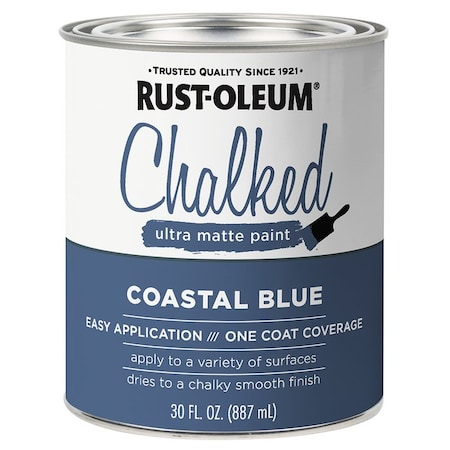 Chalked Qt Rust-Oleum Coastal Blue Ultra Matte Paint 329207